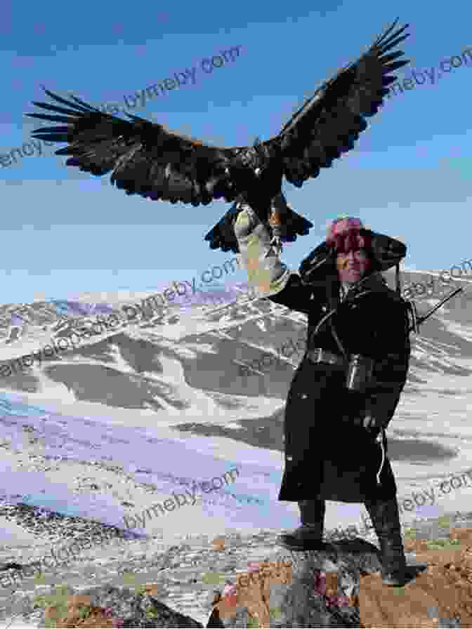 A Kazakh Eagle Hunter On Horseback, With His Trained Eagle Perched On His Arm, Riding Through A Vast Steppe Landscape. Country Jumper In Kazakhstan Claudia Dobson Largie