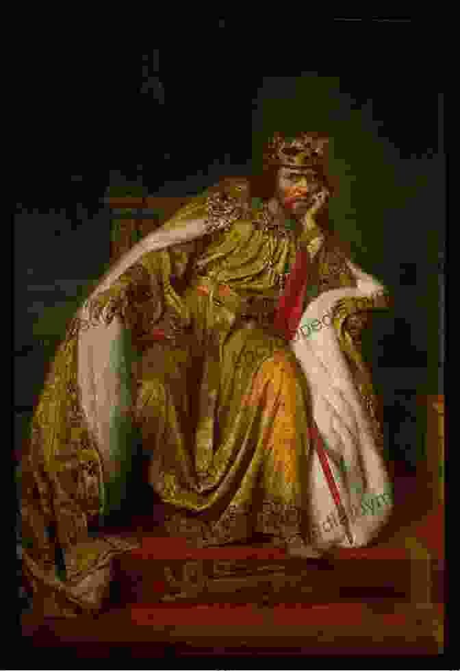 A Majestic Portrait Of King Arthur, Adorned In Regal Attire, Seated Upon His Throne In A Medieval Castle. Dark Age Monarch: The Reign Of King Arthur