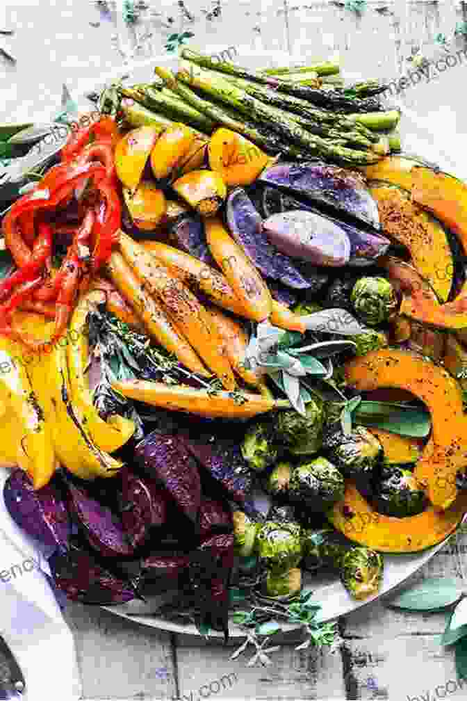 A Vibrant Platter Of Roasted Vegetables, Showcasing A Rainbow Of Colors And Textures, Drizzled With A Zesty Dressing. Pickles Pigs Whiskey: Recipes From My Three Favorite Food Groups And Then Some