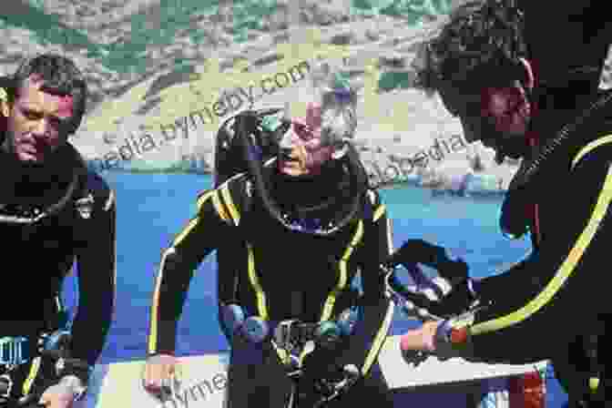 Jacques Cousteau In His Diving Gear, Exploring The Underwater World Manfish: A Story Of Jacques Cousteau