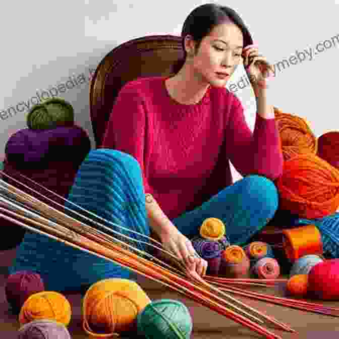 Woman Knitting With A Serene Expression, Surrounded By Colorful Yarn The Path Of Freemasonry: The Craft As A Spiritual Practice